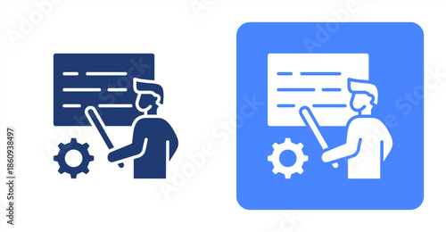 Training Program Glyph  Two-tone color and contrasting background icon illustration
