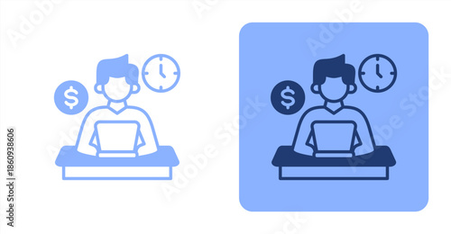 Freelance Mixed  Two-tone color and contrasting background icon illustration