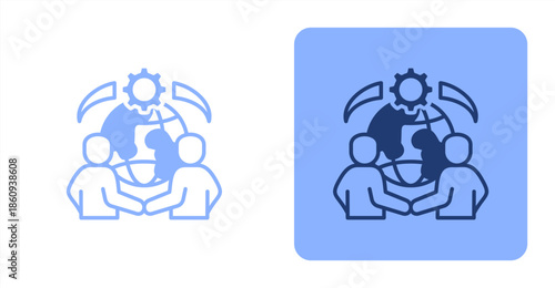 Outsourcing Mixed  Two-tone color and contrasting background icon illustration