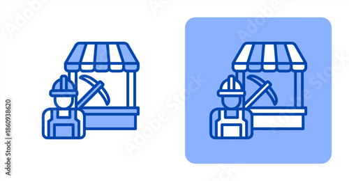 Labor Market Line Color  Two-tone color and contrasting background icon illustration