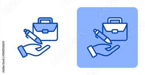 Job Creation Line Color  Two-tone color and contrasting background icon illustration