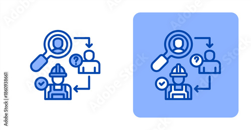 Hiring Process Line Color  Two-tone color and contrasting background icon illustration