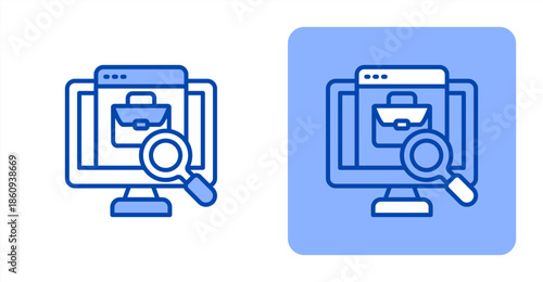 Job Search Line Color  Two-tone color and contrasting background icon illustration