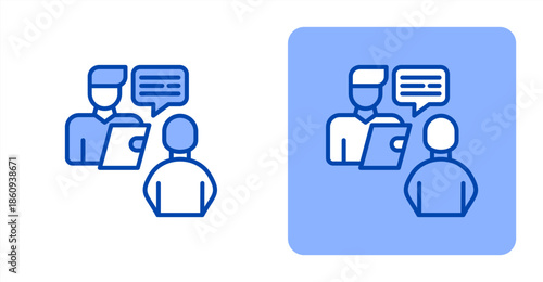Interview Line Color  Two-tone color and contrasting background icon illustration