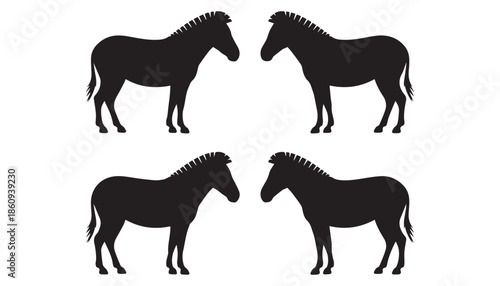 black color horse set of silhouette vector illustration, solid white background