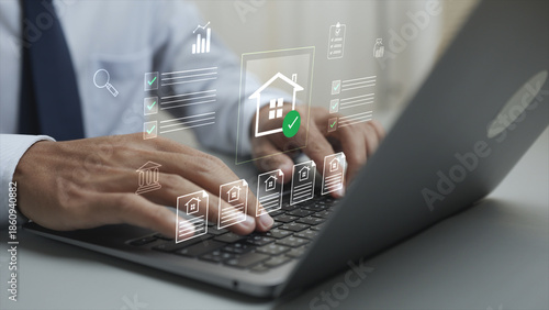 Photos Property management and checklist evaluation concept