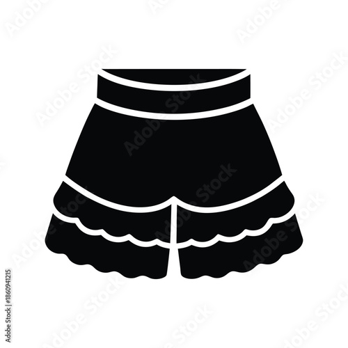 Ruffle Trim Shorts With High Waist Vector Illustration