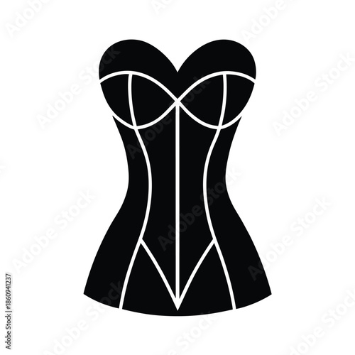 Strapless Corset Dress With Boning Vector Illustration