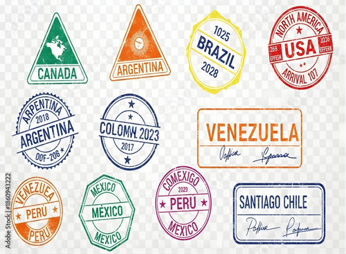 Passport stamp collection for international travel