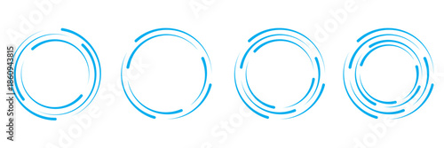 Futuristic swirl template with speed icon. Minimal circular interface elements showing loading and progress states, suitable for technology, app design, and digital user interface concepts.
