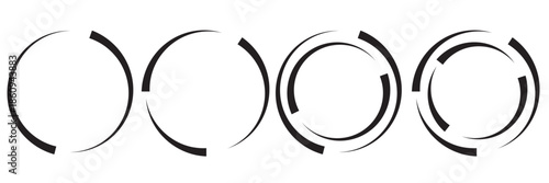 Futuristic swirl template with speed icon. Minimal circular interface elements showing loading and progress states, suitable for technology, app design, and digital user interface concepts.
