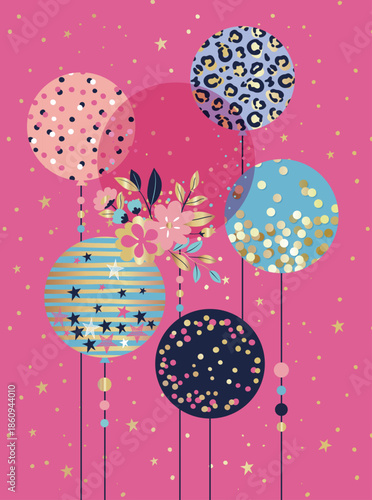 Colorful decorative balloons party illustration background