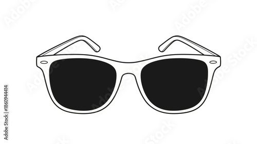 Classic Wayfarer Style Sunglasses in Black and White Outline