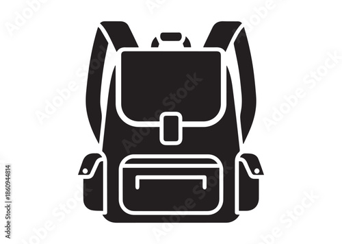 School backpack icon, School backpack silhouette vector