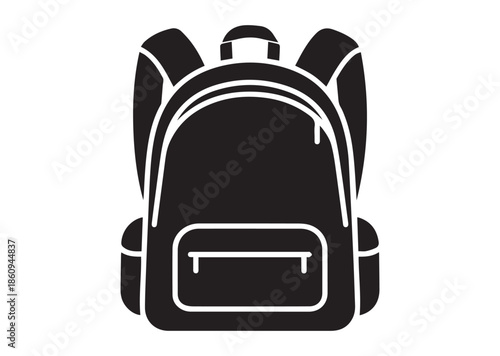 School backpack icon, School backpack silhouette vector