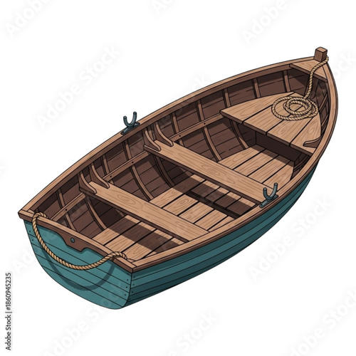 wooden boat isolated on white
