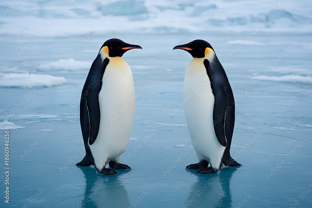 Obraz premium two penguins on the ice