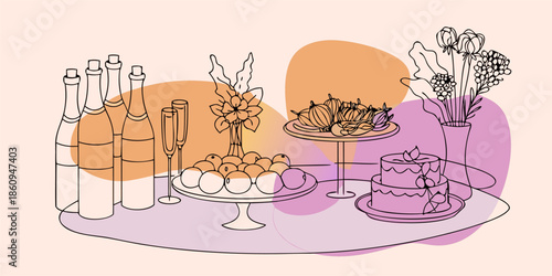 Festive Holiday Brunch with Champagne and Quiche