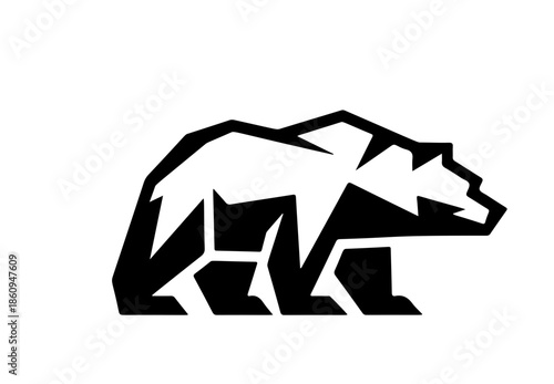 Geometric Grizzly Bear Silhouette - Wild Animal Logo Vector Illustration