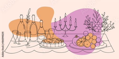 Festive Holiday Brunch with Champagne and Quiche