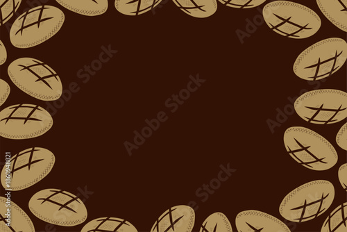 Bread Loaf Frame Flat Illustration Brown Background