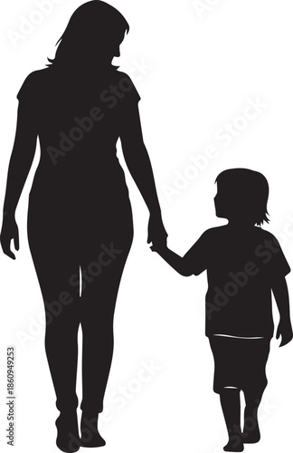 Mother and daughter walking hand in hand