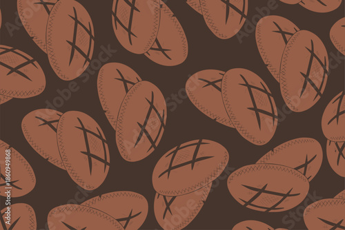Stacked Round Bread Illustration Seamless Rustic Pattern