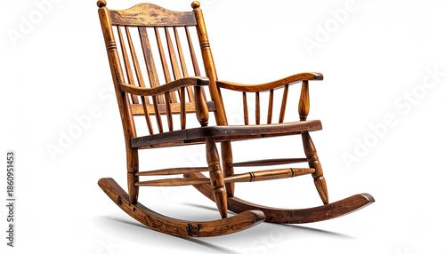 Wooden rocking chair on white background, classic design