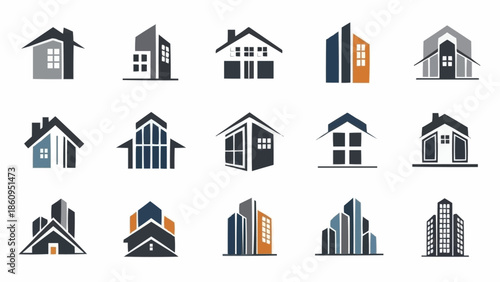 Collection of Minimalist House and Building Logo Designs.