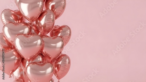 Valentine's day heart balloons on pink background for romantic celebrations
