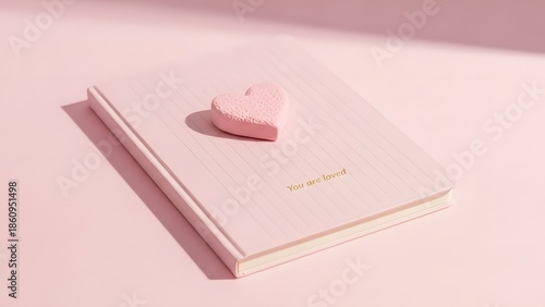 Valentine's day gift ideas with pink heart shaped book and earbuds