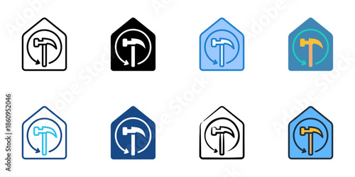Renovation icons set multiple style collection. Editable stroke 
