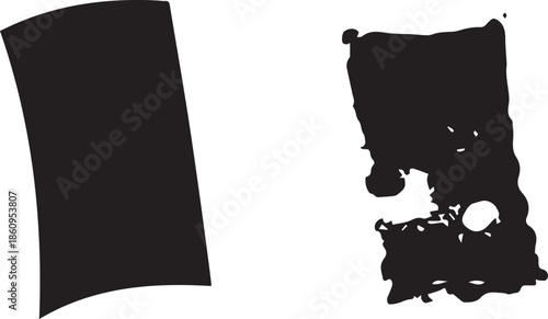 Two abstract black shapes on a white background