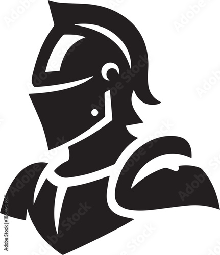 Knight Face Portrait with Medieval Armor and Strong Warrior Expression In White Background