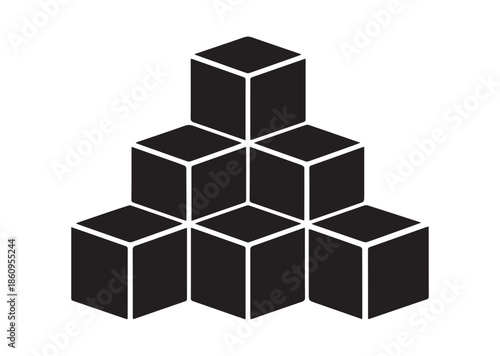 Counting cubes icon, Counting cubes silhouette vector