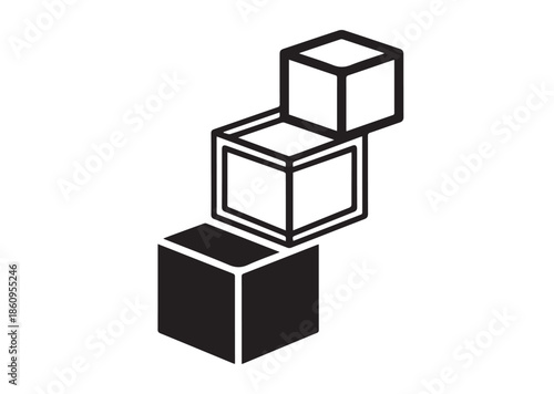 Counting cubes icon, Counting cubes silhouette vector