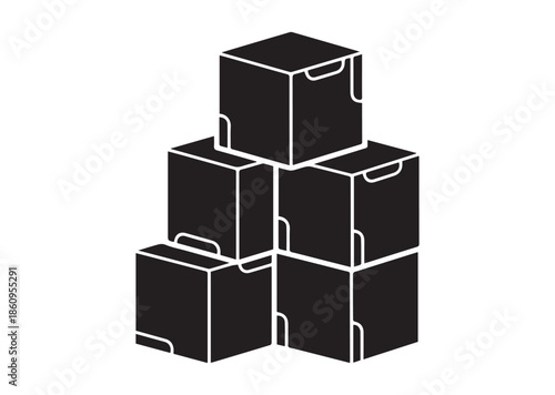 Counting cubes icon, Counting cubes silhouette vector