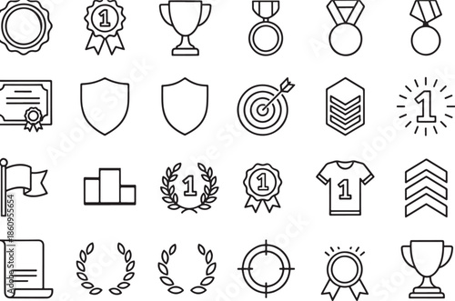 A set of various achievement and award icons isolated on