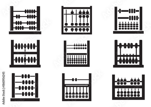 Set of Abacus icon, Abacus silhouette vector