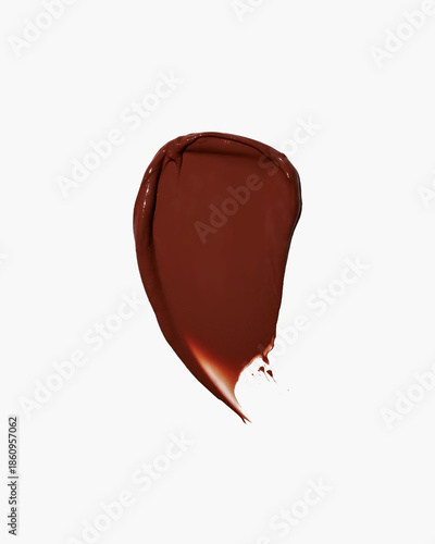 Rich brown cosmetic smear on white background for beauty branding