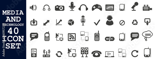 Collection of technology and media icons