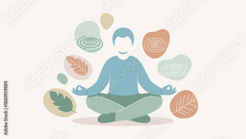 Man Meditating with Floating Organs Illustration.