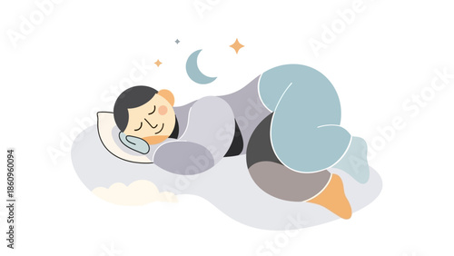 Woman Sleeping Peacefully on Pillow.