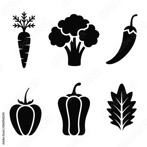Vegetables Vector, Silhouette, Illustration
