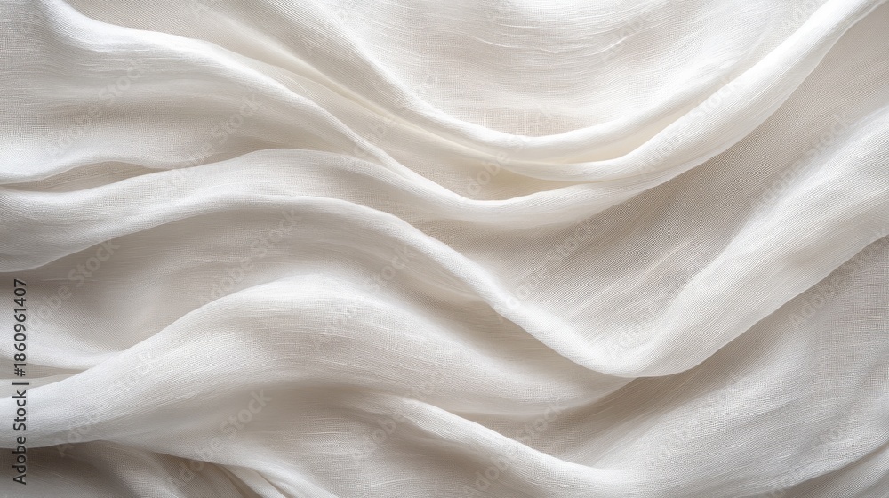 Obraz premium Elegant white fabric texture with beautiful wavy pattern for luxurious textile designs.