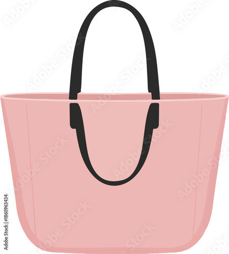 A pink tote bag with black handles on a for shopping or everyday use