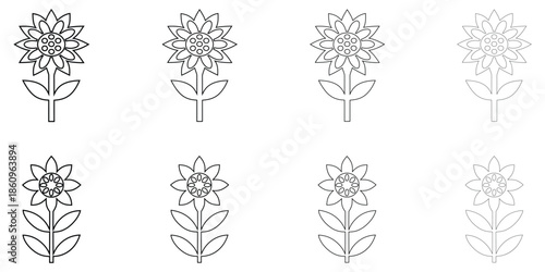 flower vector line icon set, exotic beautiful flower vector outline icon illustration