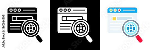 Search Online Icon Set Glyph vector Illustration 
