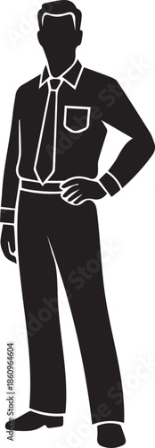 Confident Silhouette: A striking silhouette of a distinguished individual, emanating confidence and poise, set against a backdrop of sophisticated attire.