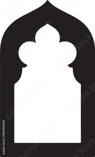 Black and white architectural arch silhouette with three rounded tops